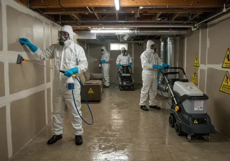 Basement Moisture Removal and Structural Drying process in Saint James, NC